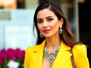 Géraldine Nakache Stuns in $750 Jewel - The Color Looks Amazing on Her!