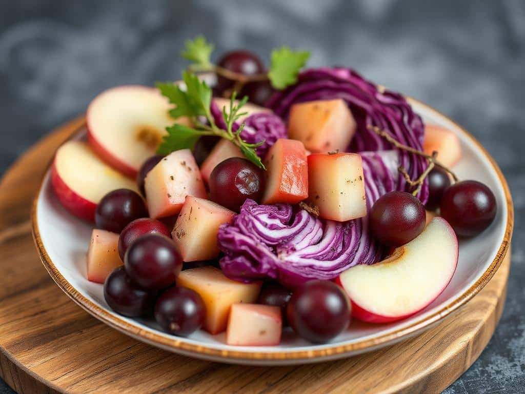 Perfect Christmas Side Dish: Red Cabbage with Apples and Grapes!
