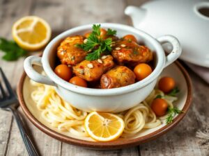 Moroccan Chicken Tagine with Apricots, Preserved Lemon & Almonds!
