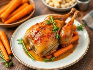 Savor This French Roast Guinea Fowl with Honey Glazed Carrots!