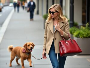 Ophélie Meunier Flaunts $2500 French Handbag While Walking Her Dog