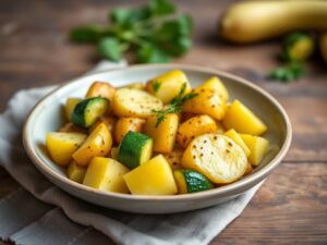Delicious Yellow & Green Zucchini Fricassee with Baby Potatoes!