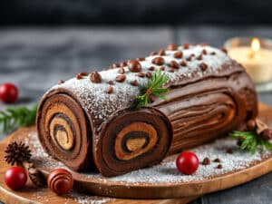 Indulge in a Decadent Chocolate Yule Log with Chestnut Cream!