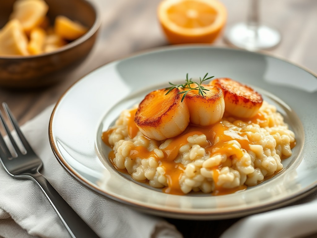 Scallop Risotto with Mandarin Caramel: A Must-Try Recipe!