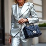At 70, Cyrielle Clair Rocks Bold Silver Ensemble with Lady Dior Bag