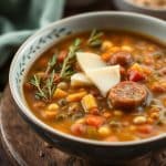 Hearty Lentil Soup with Cantal Cheese and Sausage - A Must-Try Recipe!