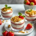 Indulge in Strawberry Mascarpone Verrines with Pistachio Crumble!