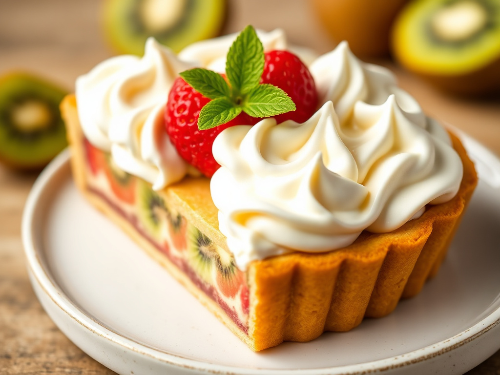 Indulge in This Kiwi-Strawberry Tart with White Chocolate Whipped Cream!