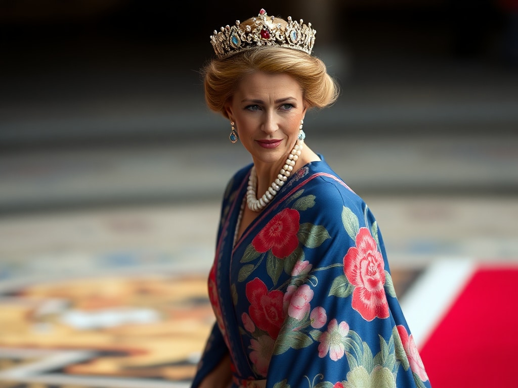 Dutch Queen Maxima Outshines Japanese Empress with Stunning Hand-Painted Dress!