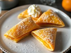 Flaky Apricot Triangles with Chantilly Cream: A Must-Try Pastry Delight!