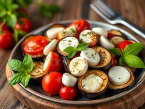 Roasted Eggplant Salad with Cherry Tomatoes & Mozzarella - Must Try Recipe!