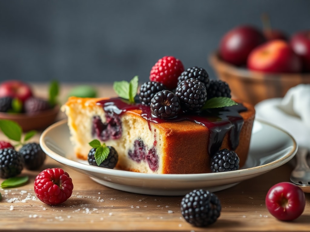 Delicious Blackberry and Mirabelle Plum Cake Recipe! Try It Now!