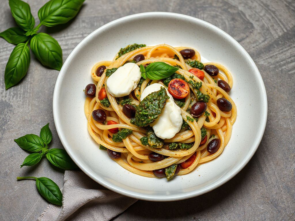 Linguine with Beans, Basil Pesto & Burrata - A Must-Try Recipe!